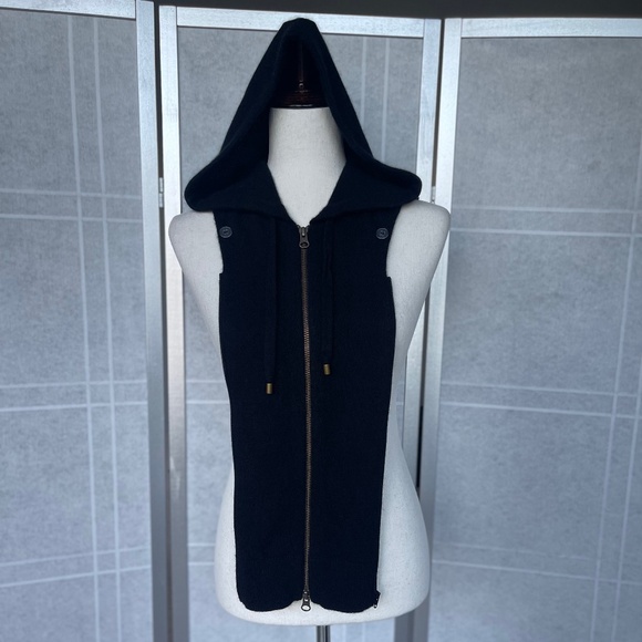 Veronica Beard Black Cashmere Hoodie Dickey sz O/S